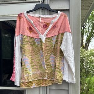 Free People Oversize Bohemian Multicolor Women's Top